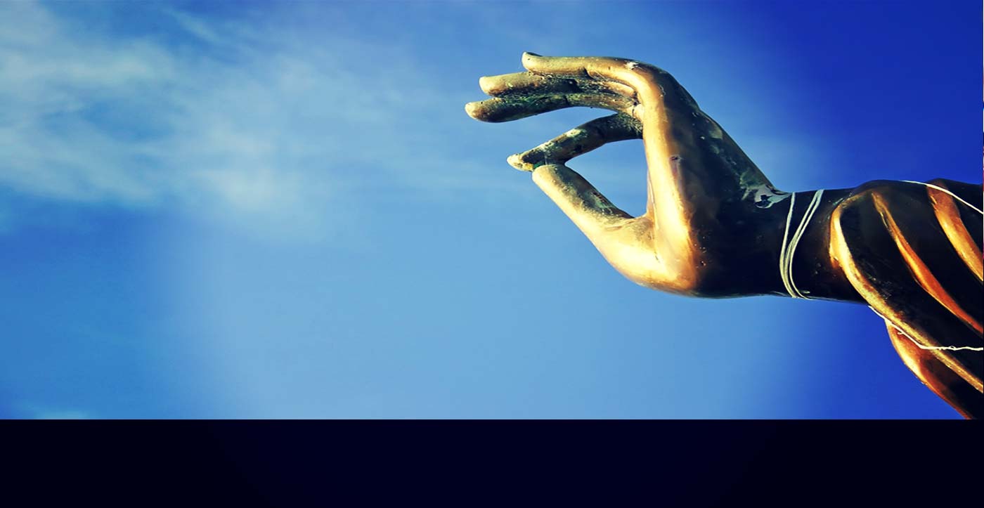 Image of a buddha hand for the about us page of yoga